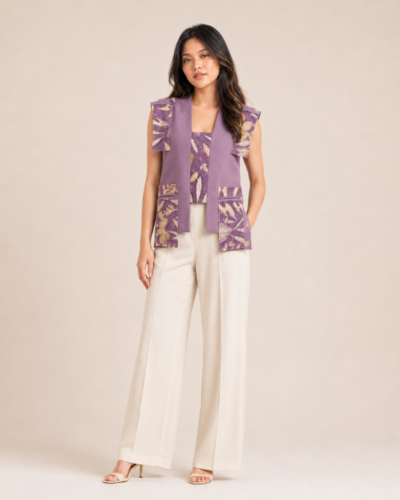 Wedelia | Back Tie Vest | Batik & Ecoprint